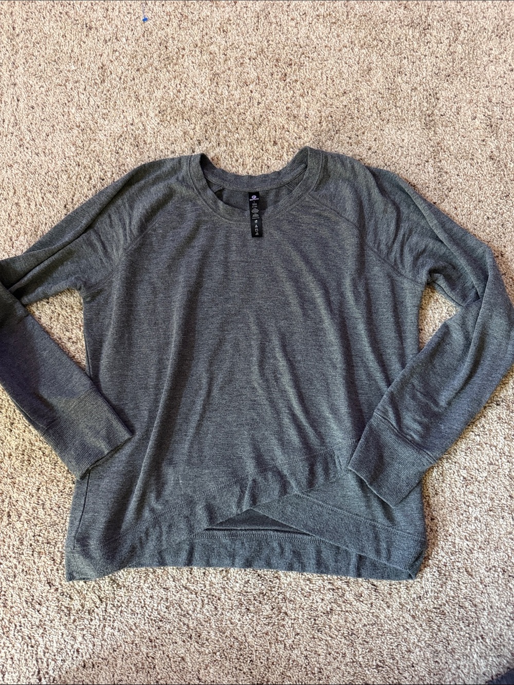 90 Degree By Reflex Women's Dark Heather Gray Long Sleeve Crew